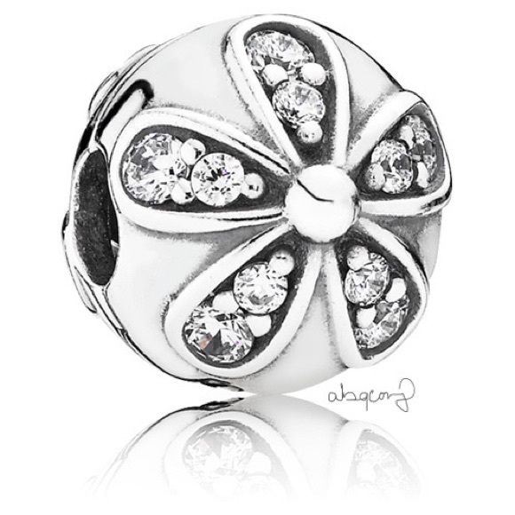 EUC Pandora 791493CZ Sterling Silver Dazzling Daisies Clip w/ Clear Zirconia - Picture 1 of 10
